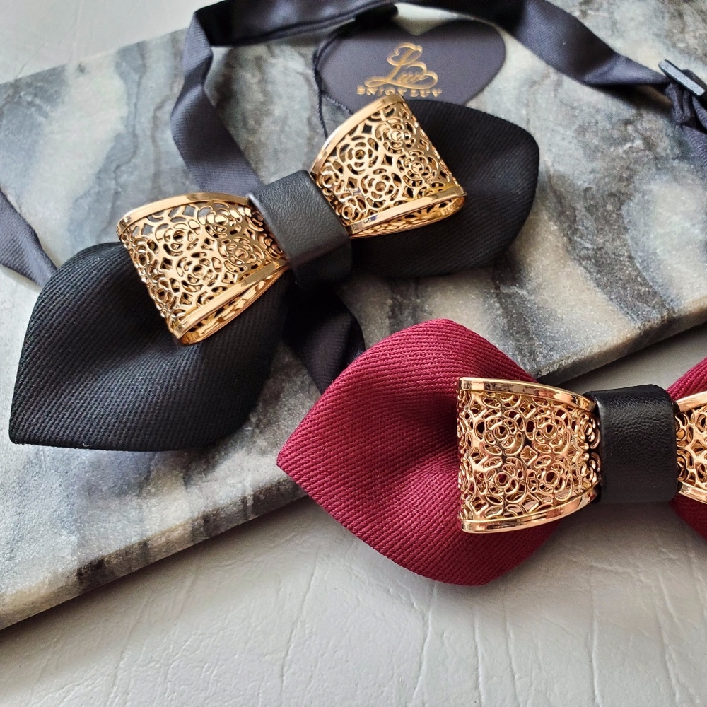 NW Floral Metal Double bow tie Party wedding groom